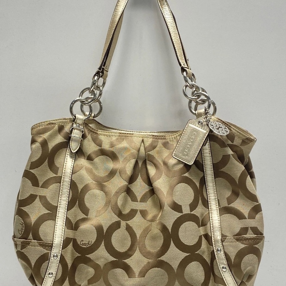 Coach Metallic Gold and Tan Shoulder Bag